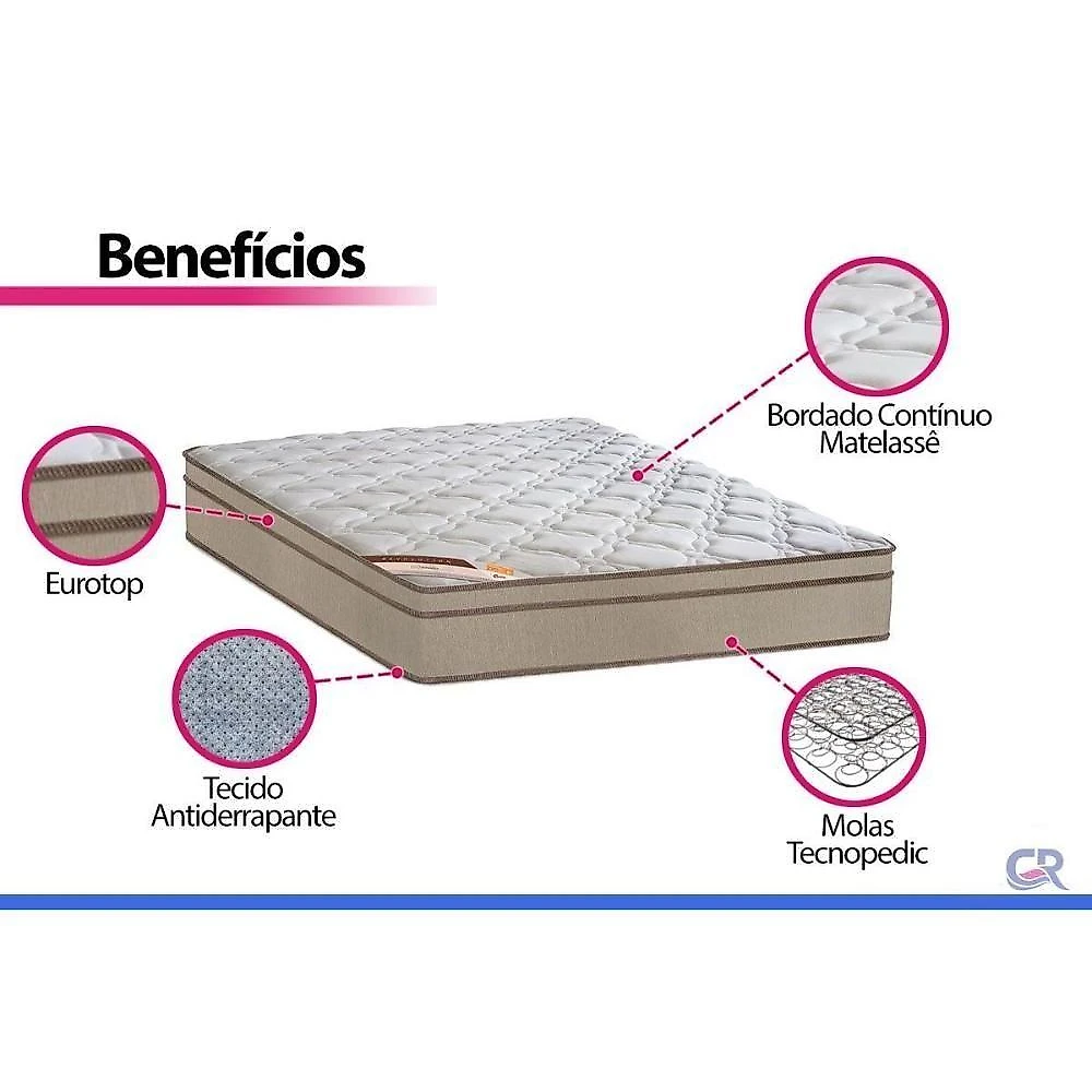 Cama Box King Suede Clean Euro Pillow Molas Bonnel Bege a Costa Rica