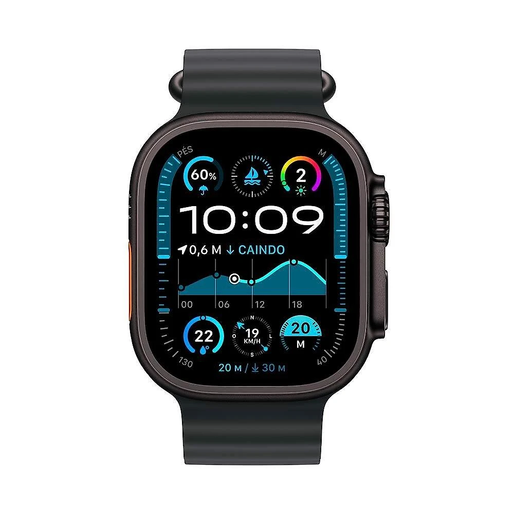 Apple Watch Ultra 2 GPS + Cellular, Caixa Preta de Titânio de 49 mm, Pulseira Oceano Preta - MX4P3BE/A