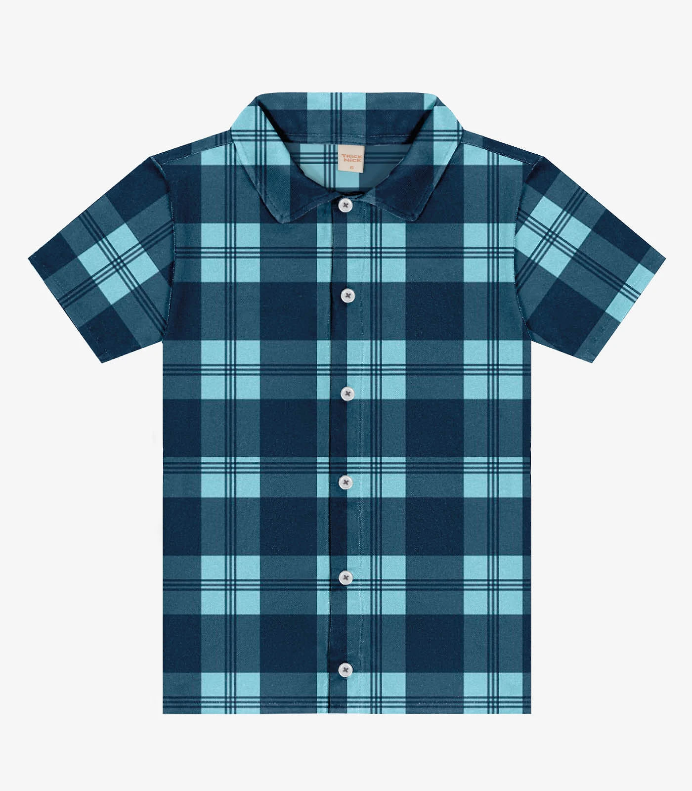 Camisa Infantil Xadrez Manga Curta Trick Nick Azul