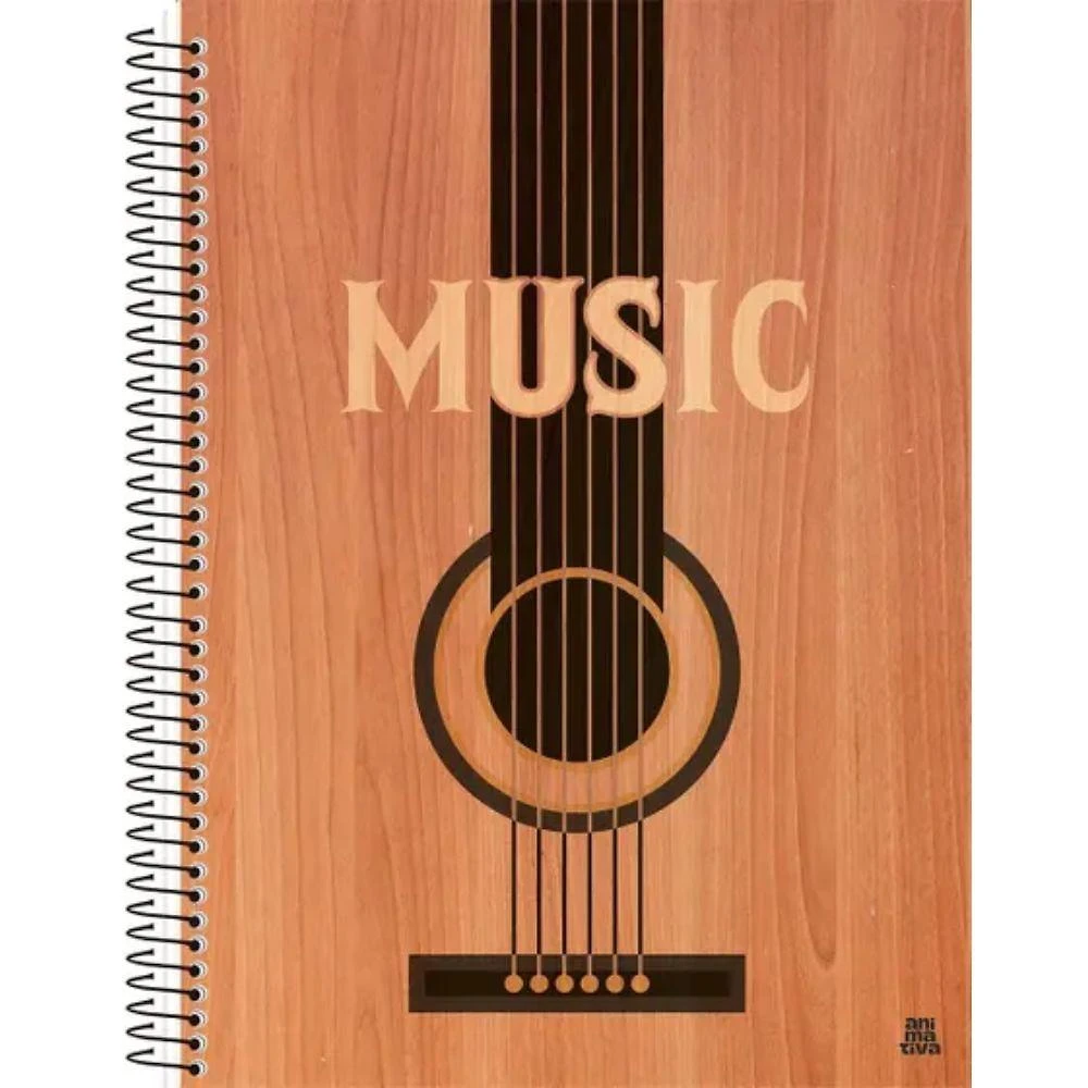Caderno de Música Universitário Animativa Estampa 2 Pautado 1 Matéria 80 Folhas