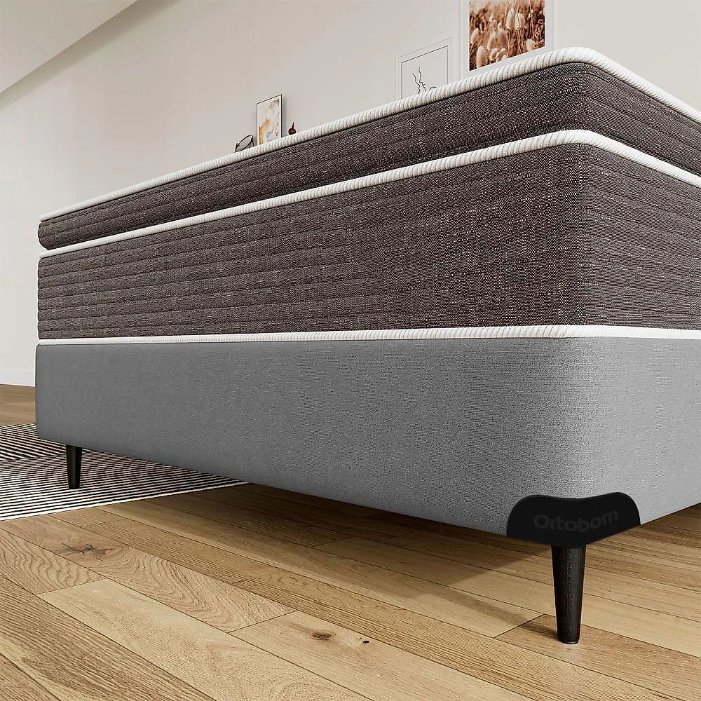 Base Sommier Camurça Cinza Casal 138x188x23cm - 1051611851 - Ortobom Base Sommier Camurça Cinza Casal 138x188x23