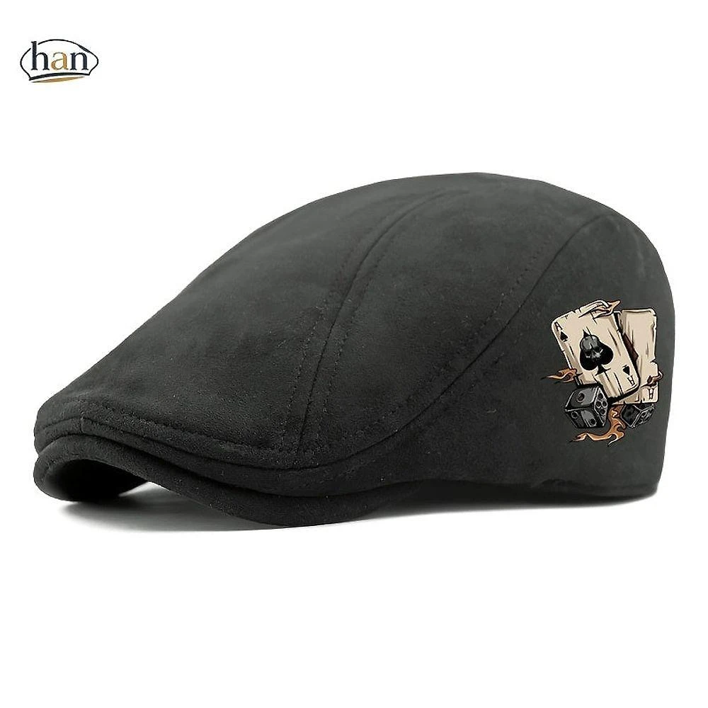 Boina Preto 100% Poliéster Estilo Vintage Americano para Homem e Mulher