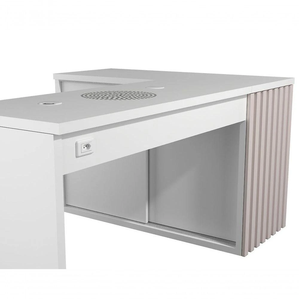 Mesa para Unhas Premium Ripado com Aspirador Embutido Rosa 220V Venturi