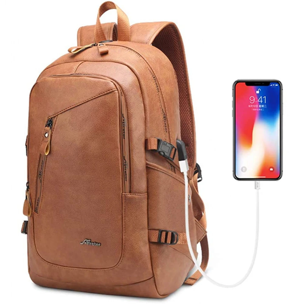 DYJ Mochila Unissex de Couro Sintético para Laptop 40 cm