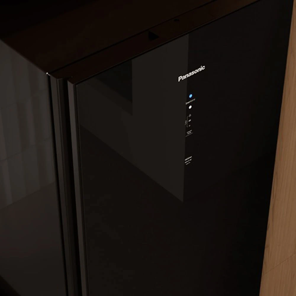 Refrigerador Bottom Freezer Panasonic de 02 Portas Frost Free com 407 Litros, Inverter e Painel Easy Touch Black Glass - BB41 110