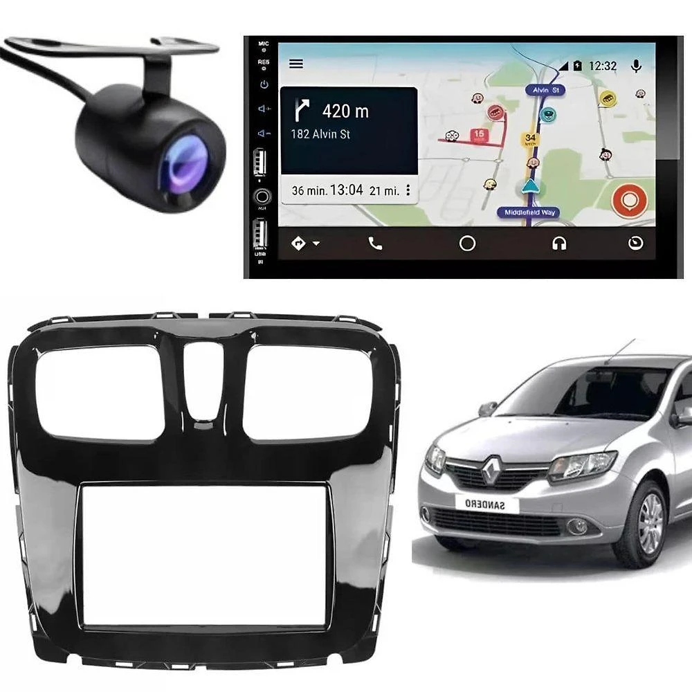 Central Multimídia MP5 DVD 7810H 2DIN com Bluetooth e Câmera de Ré para Sandero