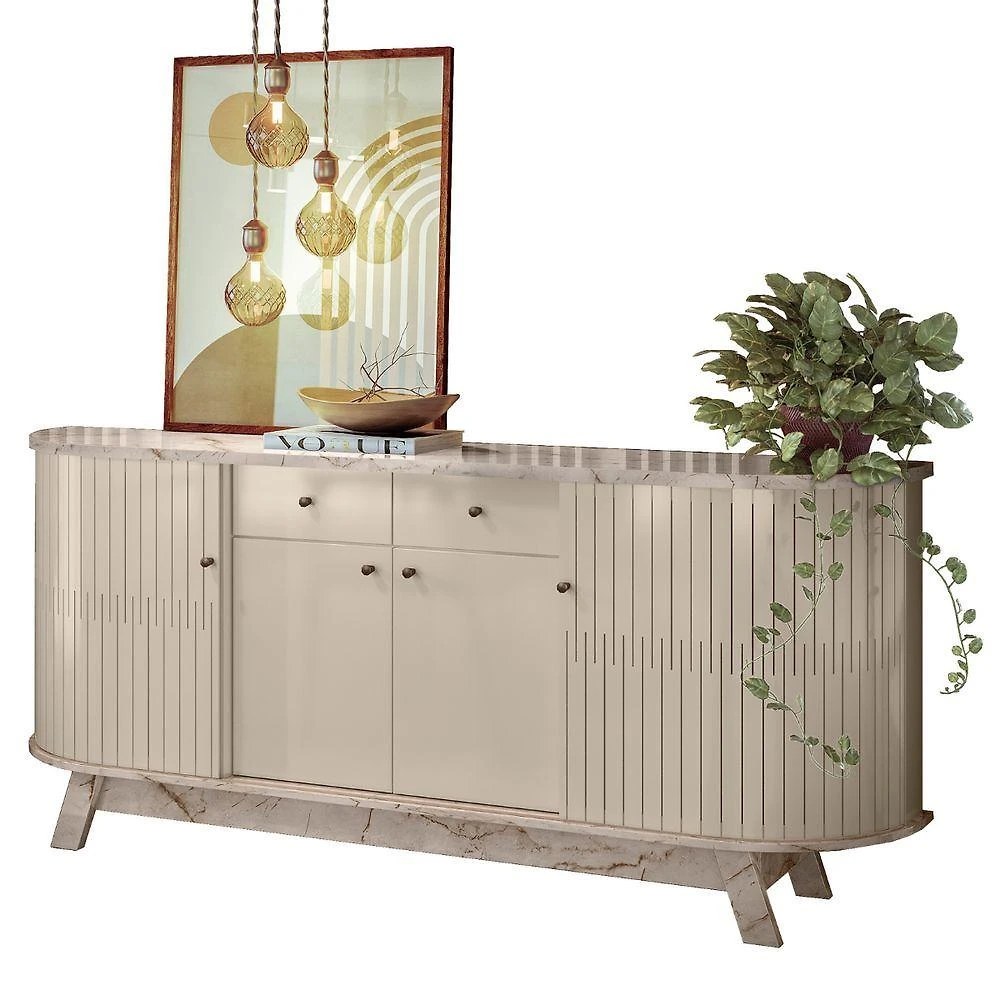 Buffet Cedro Retrô Vintage 4 Portas 2 Gavetas MDP 183CM Casah