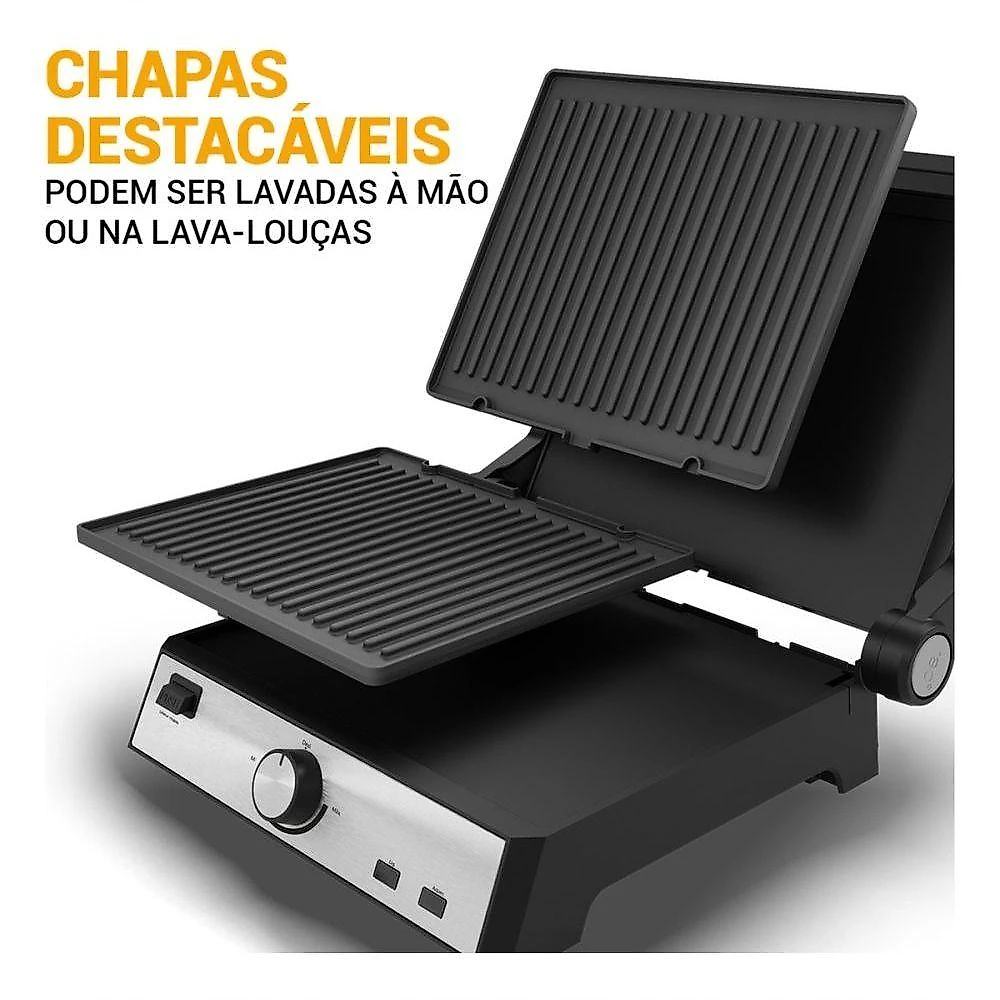 Grill Philco PGR50A Sanduicheira 2 em 1 Antiaderente 1500W Preto 110V