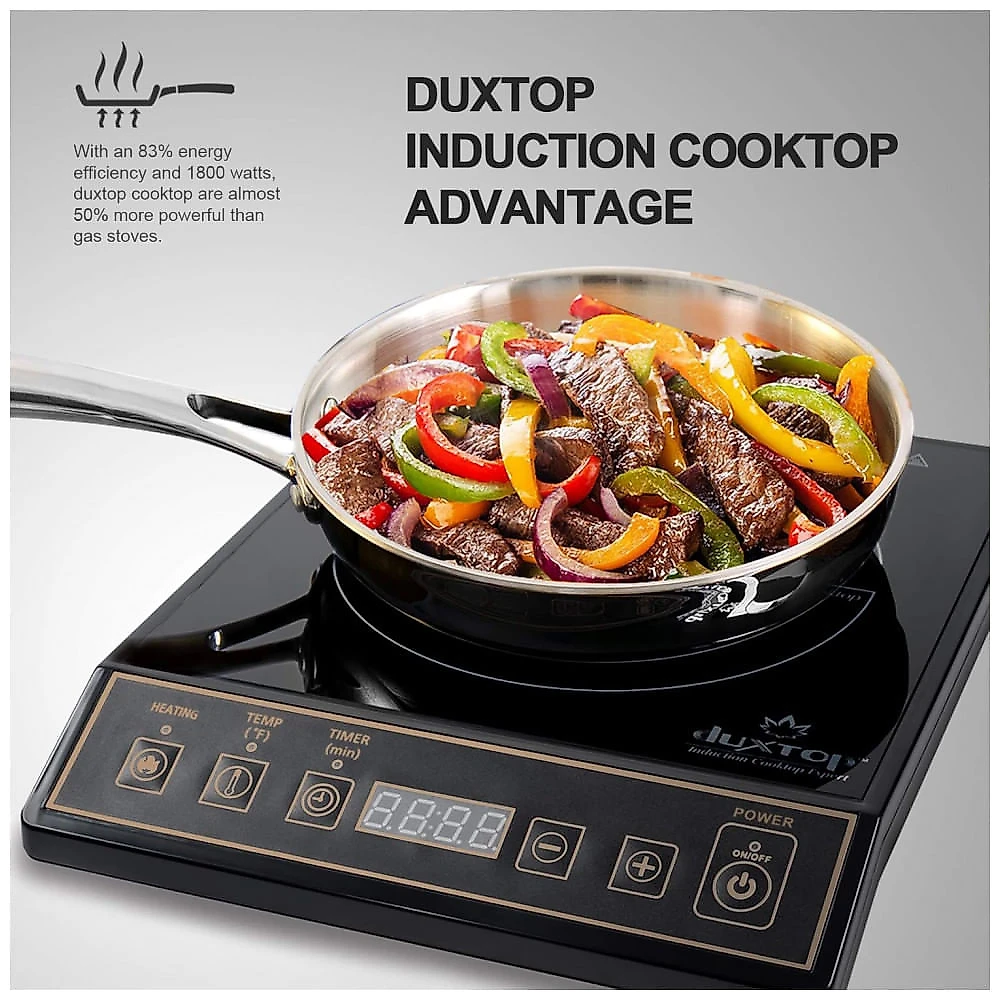 Duxtop 1800W Cooktop de Indução Portátil, Queimador de Bancada, Cor Ouro 9120MCBTM20B