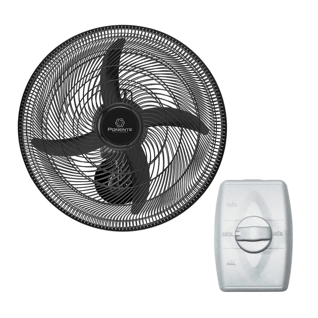 Miniatura Ventilador De Parede Ponente Preto Four 50Cm 4 Pás 127V Preto - Ventilador - Ponente - 130 w - Parede - De parede - 127 v