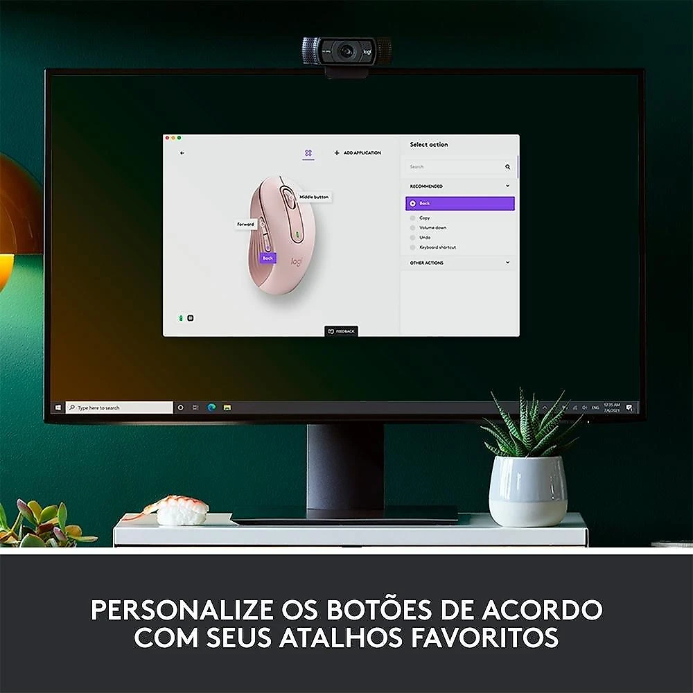 Mouse Sem Fio Logitech Signature M650, 2000 DPI, Compacto, 5 Botões, Silencioso, Bluetooth, USB, Rose - 910-006251