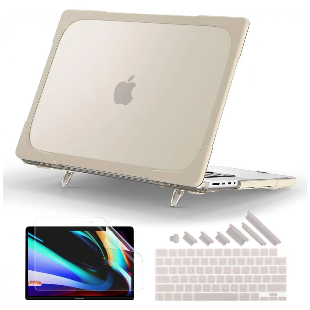 Capa Rígida Batianda MacBook Pro 14" Cáqui – Modelos A2992, A2918, A2779, A2442 com Suporte Dobrável e Proteção Completa