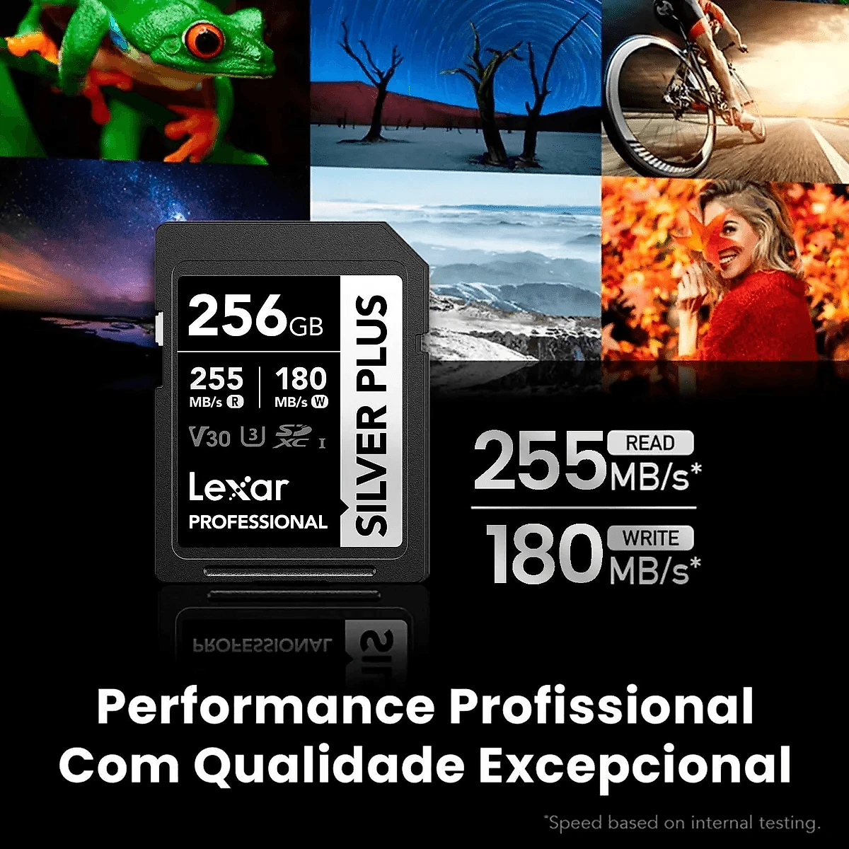 Cartão SDXC 256Gb Lexar Silver Plus Professional 255MB/s 4K UHS-I V30 U3