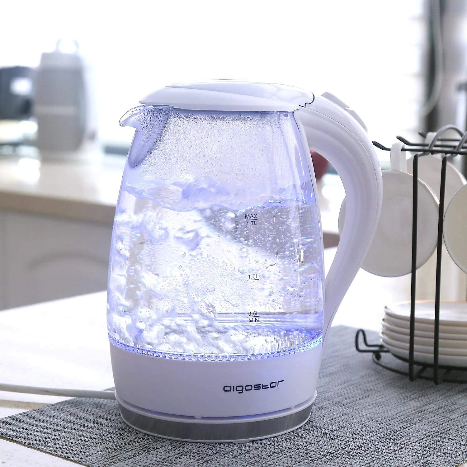 Chaleira Elétrica de Vidro Aigostar branco