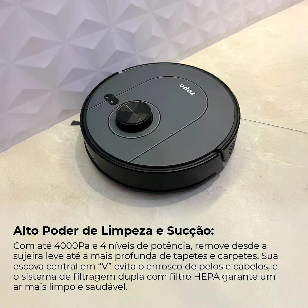 Robô Aspirador Ropo Sense Preto Bivolt