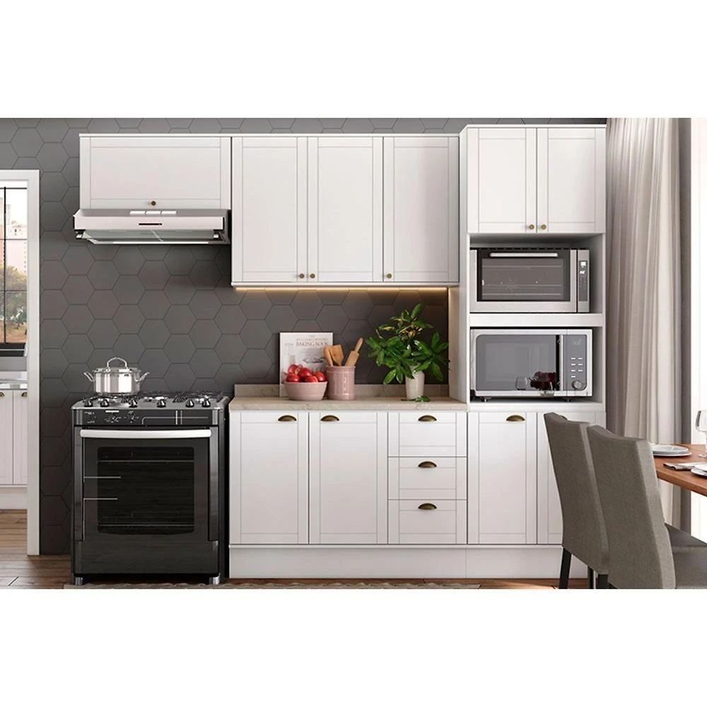 Cozinha Modulada Carraro Bella 4 Peças (2armários+1balcão+1paneleiro) C4p57 Branco-carraro