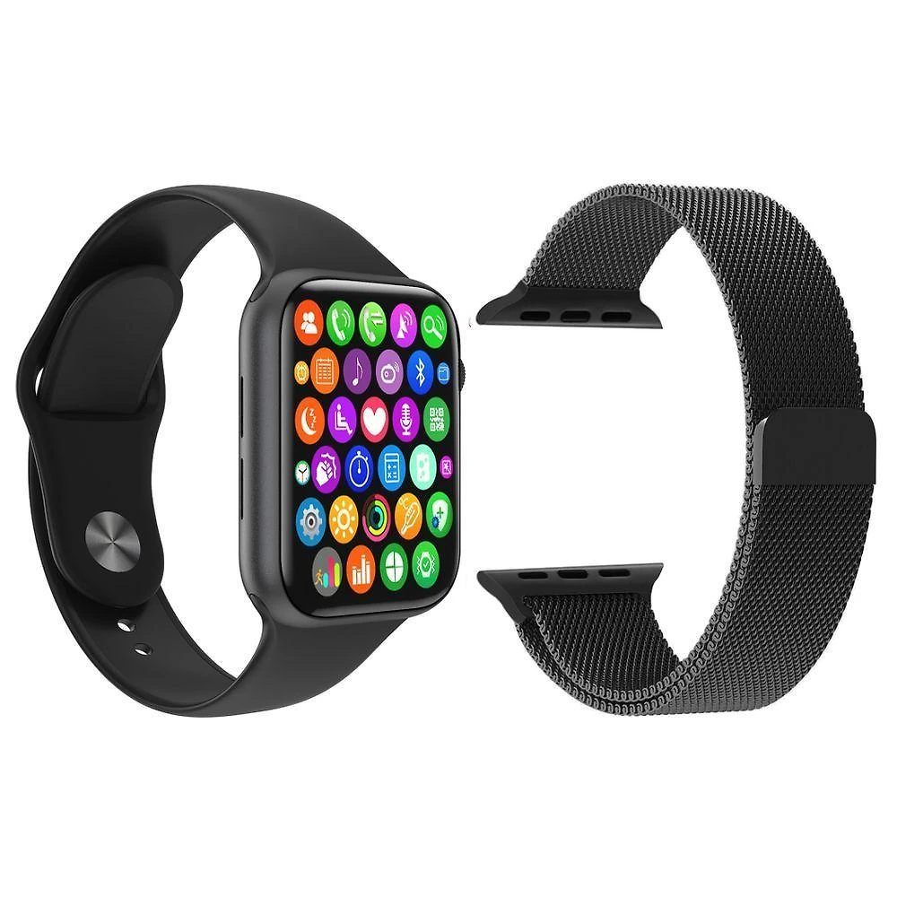 Kit 1 Smartwatch Iwo 8 Lite Plus+1 Pulseira Extra Aço Preto