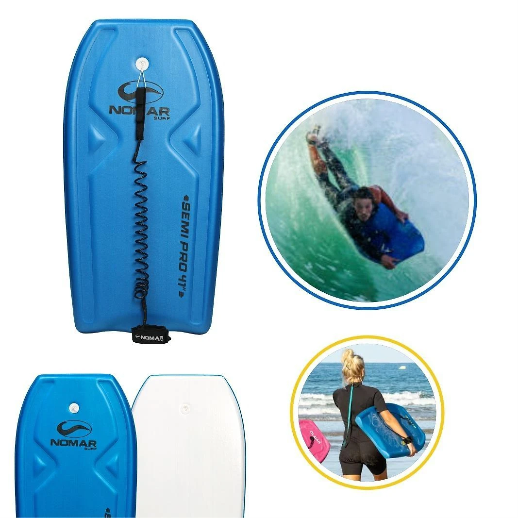 Miniatura Prancha Bodyboard Semi-Pro 41 Nomar Surf Azul Com Leash