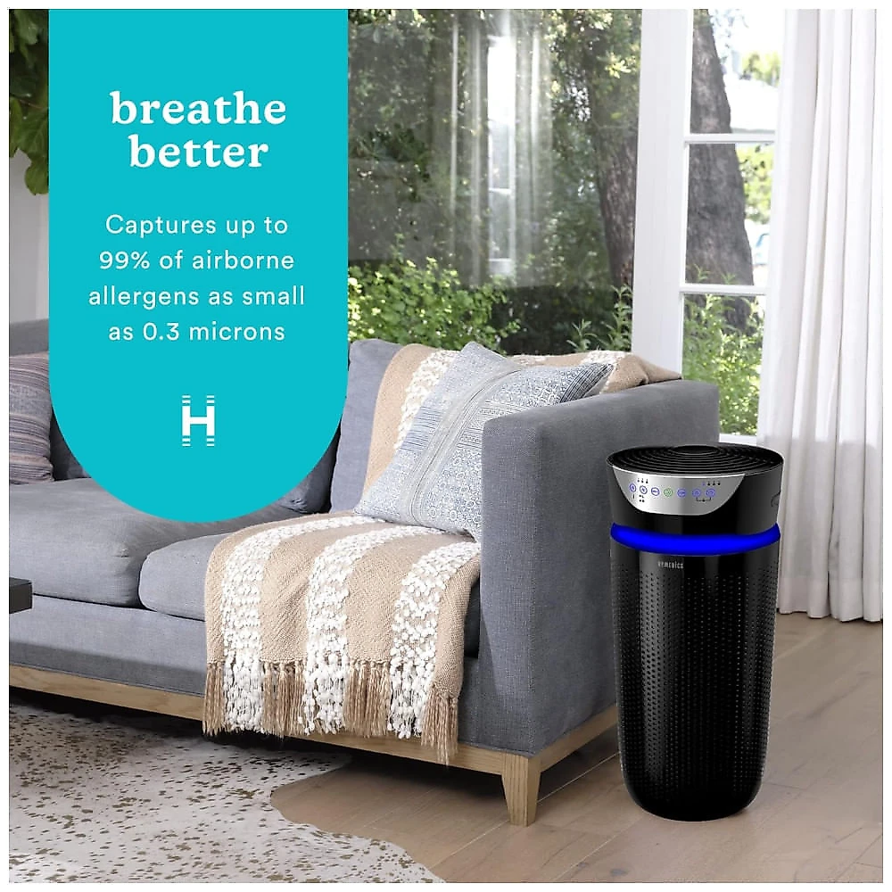 Purificador de Ar Homedics 5 em 1 com Filtro HEPA de 360° para 154m², Ideal para Ambientes Grandes, Aromaterapia e Temporizador