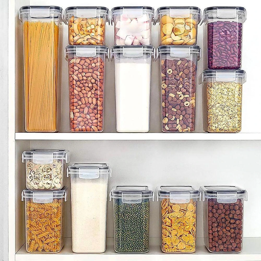 Kit 24 Potes com Tampa Hermética Porta Alimentos Plástico sem BPA para Cozinha Vários