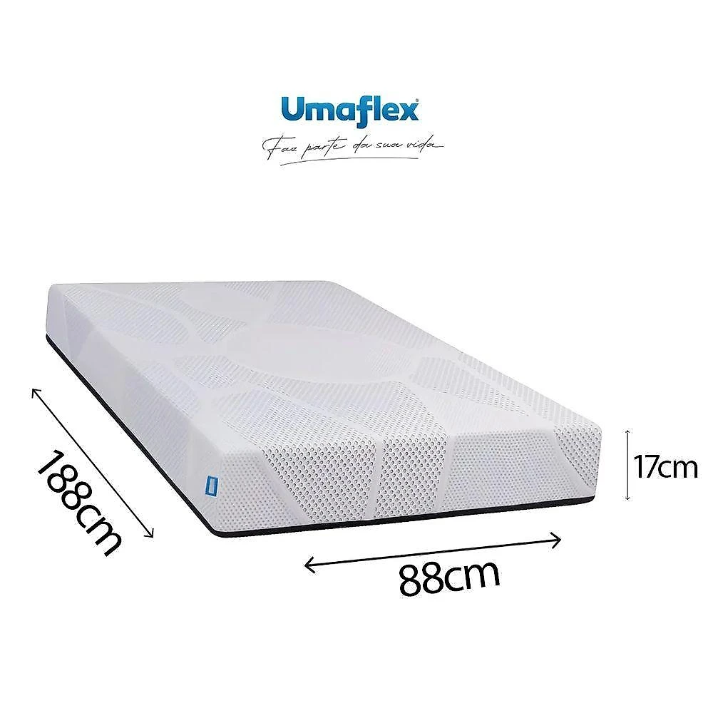 Cama Box Baú Base Sider Solteiro Bege + Colchão Umaflex Fit Firm D33 Altura 17cm - Orthocamas