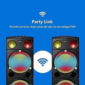 Caixa de Som Philips Party Speaker TAX5509 2400W Bluetooth Luzes LED Preta