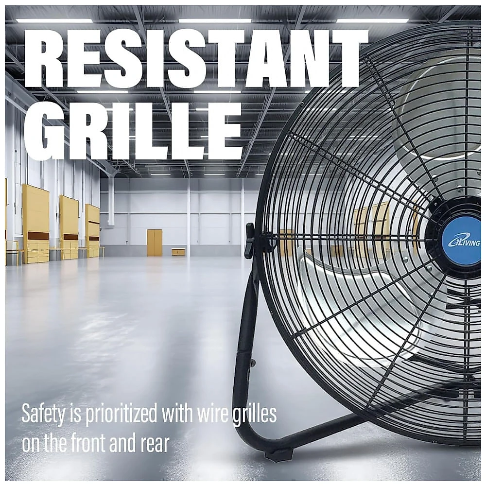 Ventilador Industrial iLIVING ILG8F20 Preto 50,8 cm, 3 Velocidades, Motor 160W, Alta Vazão 5800 CFM, Suporte Piso/Parede, Voltagem 110V