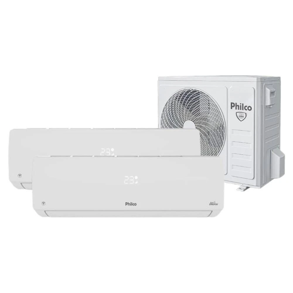 Ar condicionado bi split philco 18000 btus (hw 09k+12k) quente e frio inverter 220v r32 pac18qw