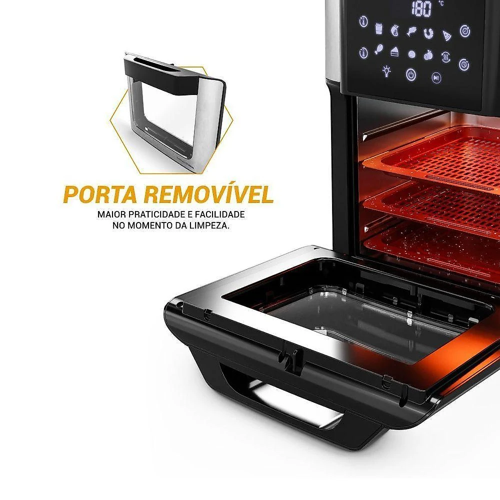Forno elétrico air fryer oven de bancada philco paf15a 15l 2000w digital prata 220v