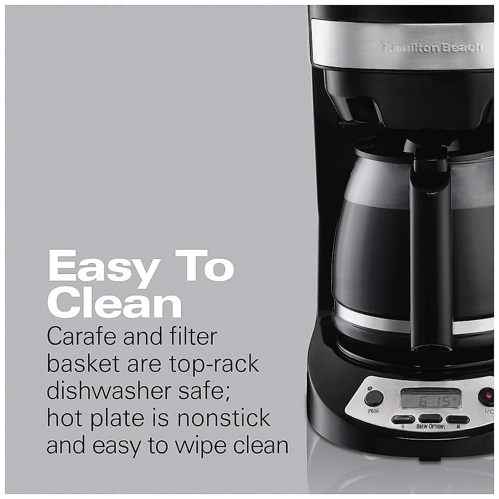 Cafeteira Programável 1,4L com 3 Opções de Preparação, Jarra de Vidro e Pausa Automática, 900W 110V, Hamilton Beach, Preta...