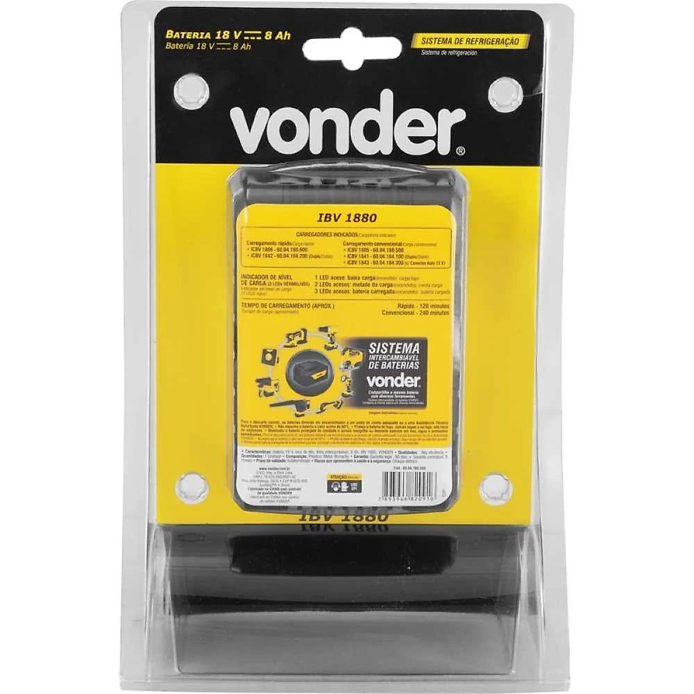 Bateria 18v 8,0ah ibv1880 linha intercambiável vonder