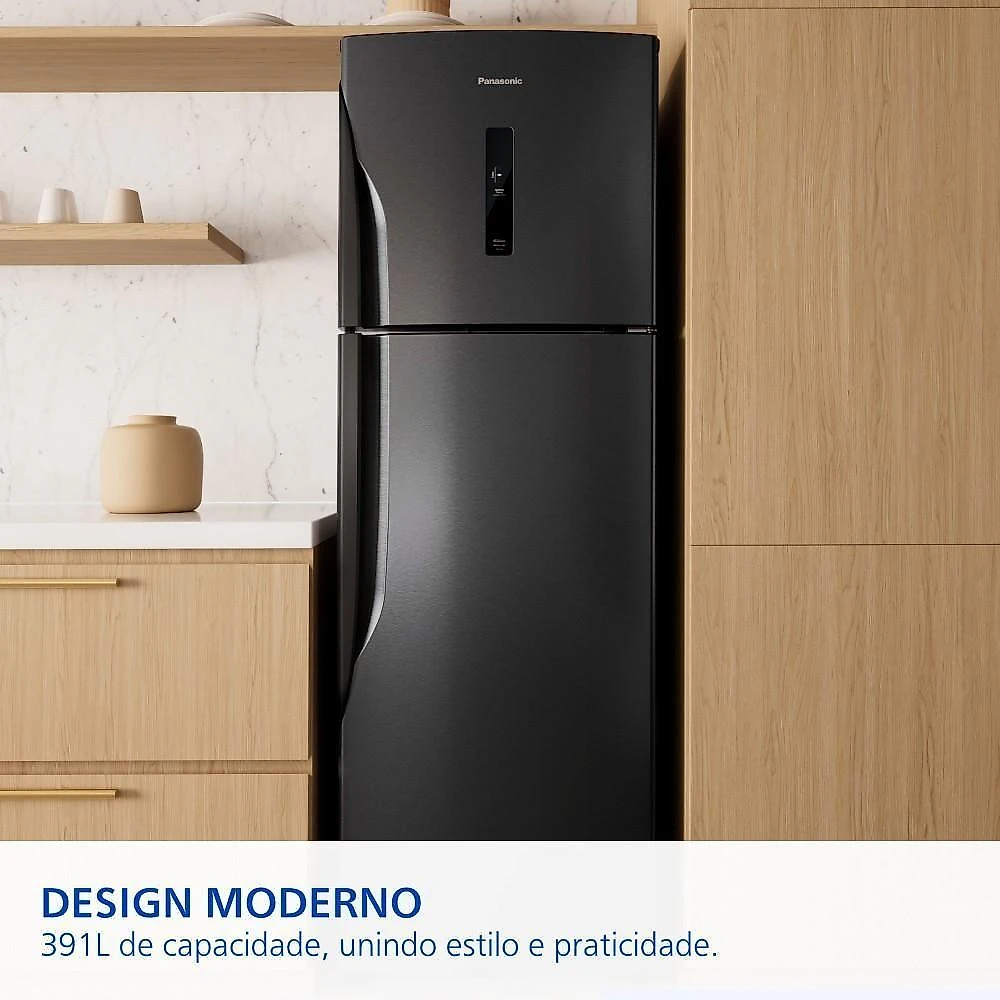 Geladeira Panasonic Duplex Frost Free Inverter 391L Black Inox Look 220V
