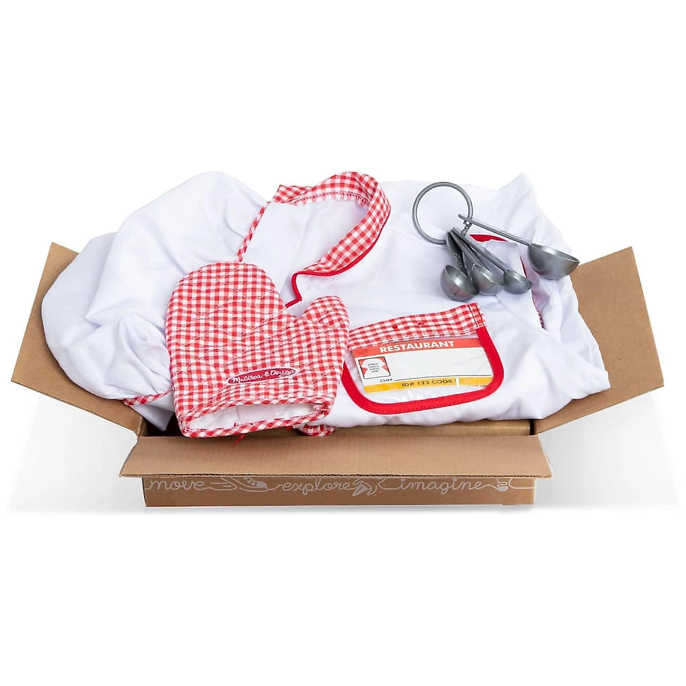 Kit Fantasia Chef de Cozinha Infantil com Acessórios para Crianças de 3 Anos a 6 Anos, Melissa & Doug