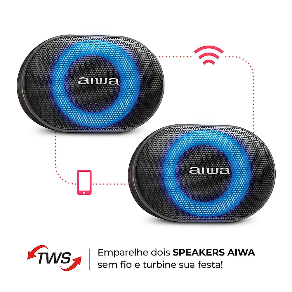Caixa de Som Speaker AIWA AWS-SP-06-B 10W Bluetooth IPX6 BIVOLT