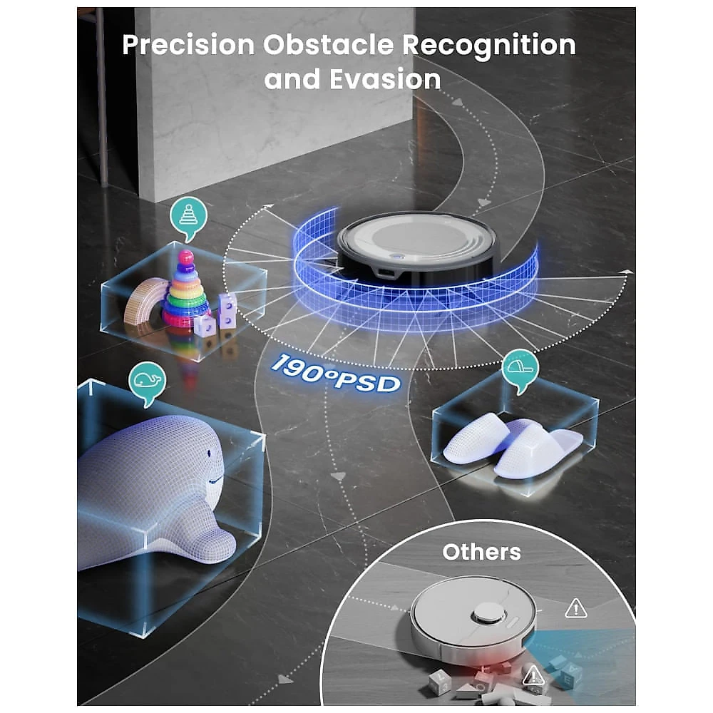 Robô Aspirador e Mop Lefant M310 Ultra 6000Pa Navegação ToF LiDAR WiFi Alexa Cinza 170min