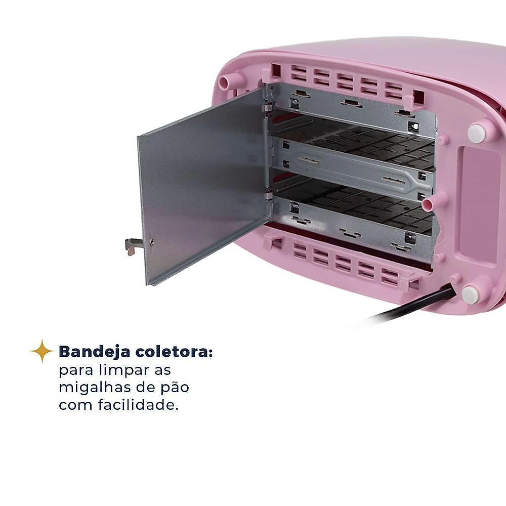 Torradeira Rosa Britânia 6 níveis de Tostagem 750W BTR04RS 110V