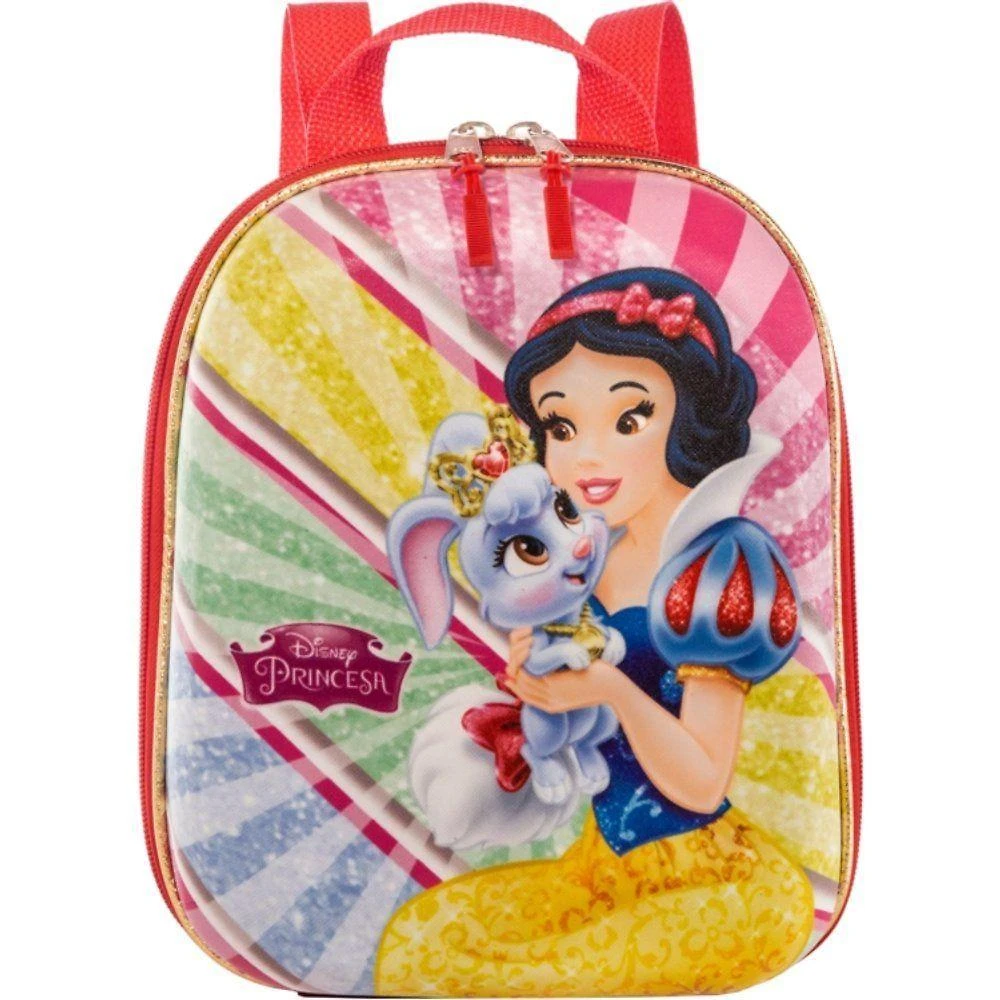 Mochila Infantil Max Toy Branca de Neve 3+ Pré Escola Tamanho P Vermelha