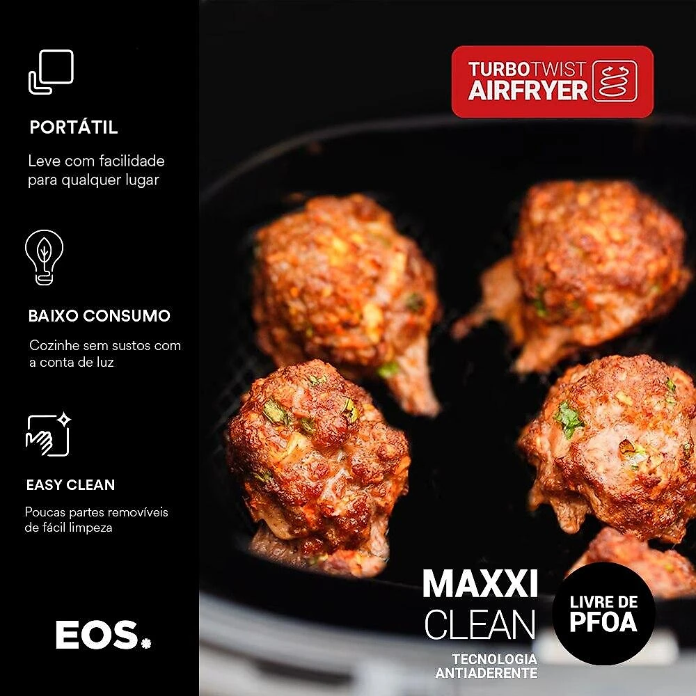 Fritadeira Sem Óleo Air Fryer EOS Chef Gourmet 6.2 Litros Compacta Digital Preto EAF60P 220V