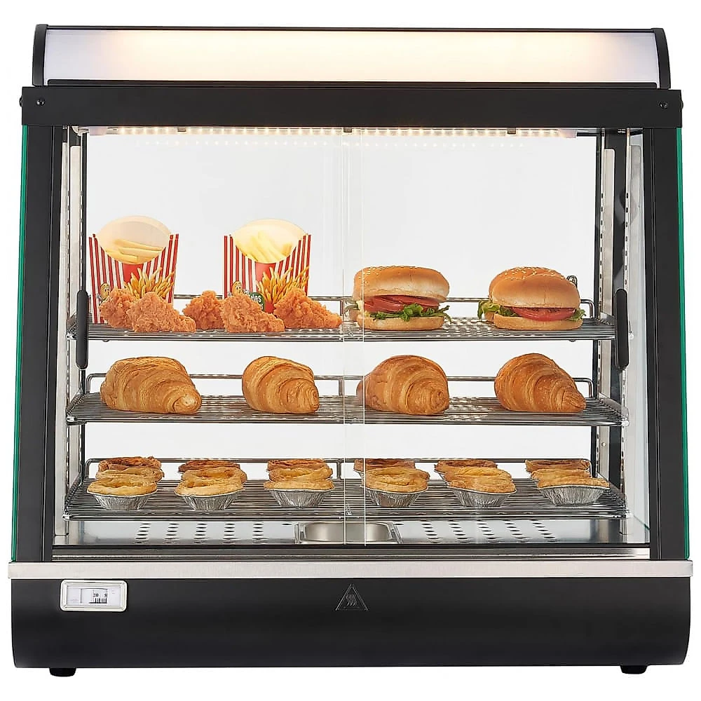 Estufa Expositor de Alimentos VEVOR NB-601D 75L 3 Andares Aquecimento a Vapor LED 110V