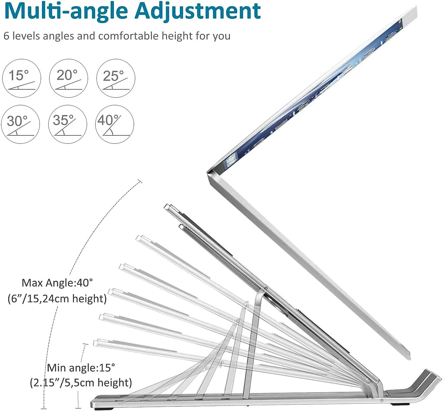 Suporte Ergonômico Laptop iVoler Ajustável Dobrável 2540Cm Prata