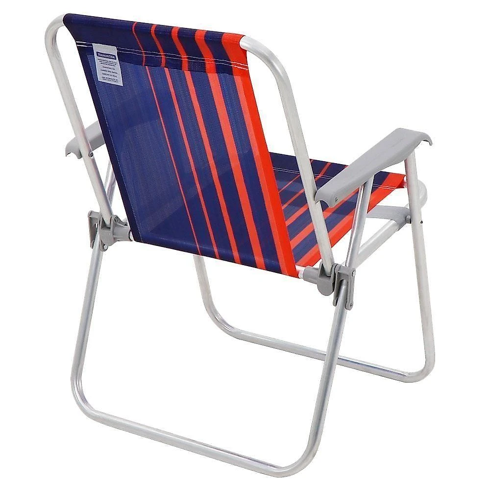 Kit 08 Cadeiras E Praia Tramontina Samoa Alta Em Alumínio Com Assento Azul Escuro E Laranja 92900000