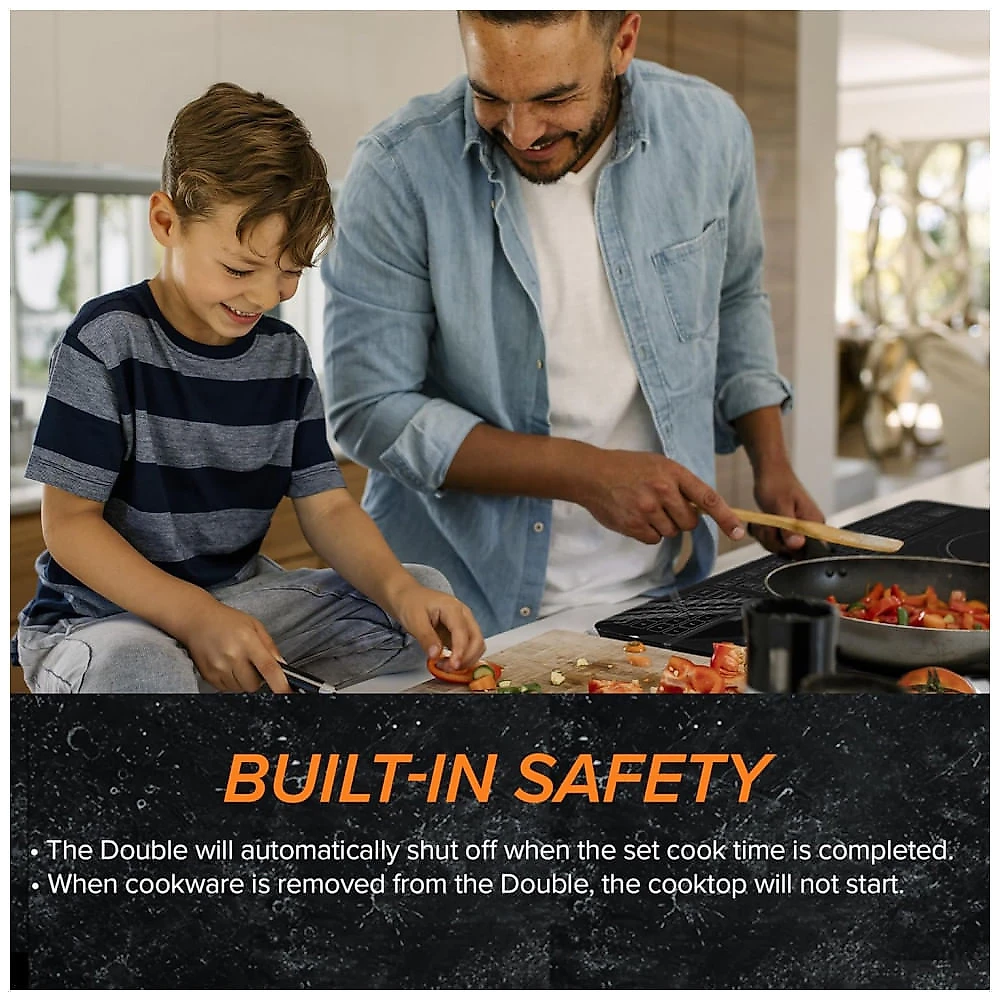 Cooktop de Indução Portátil Nuwave Double, 900-1800W, 37,8ºC a 301,67ºC, Bobina de Aquecimento, Vidro Cerâmico à Prova de Estilhaços