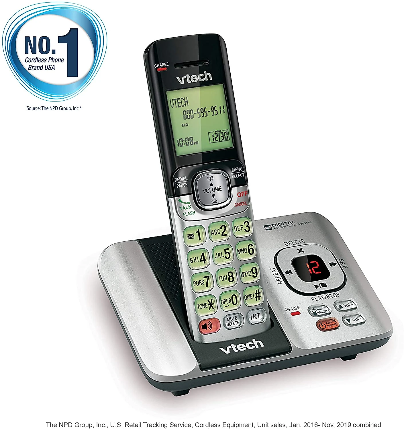 VTech c/ identificador de chamadas e chamada em espera, 1 unidade, prateado.