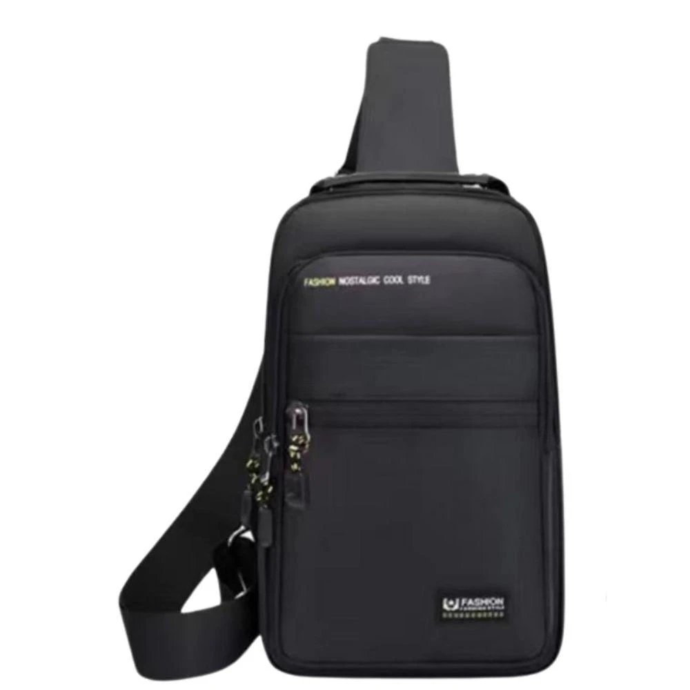 Mochila de Ombro Transversal OEM RC3-Preto 30x16x9cm Preto Unissex com Trava de Código e Bolso
