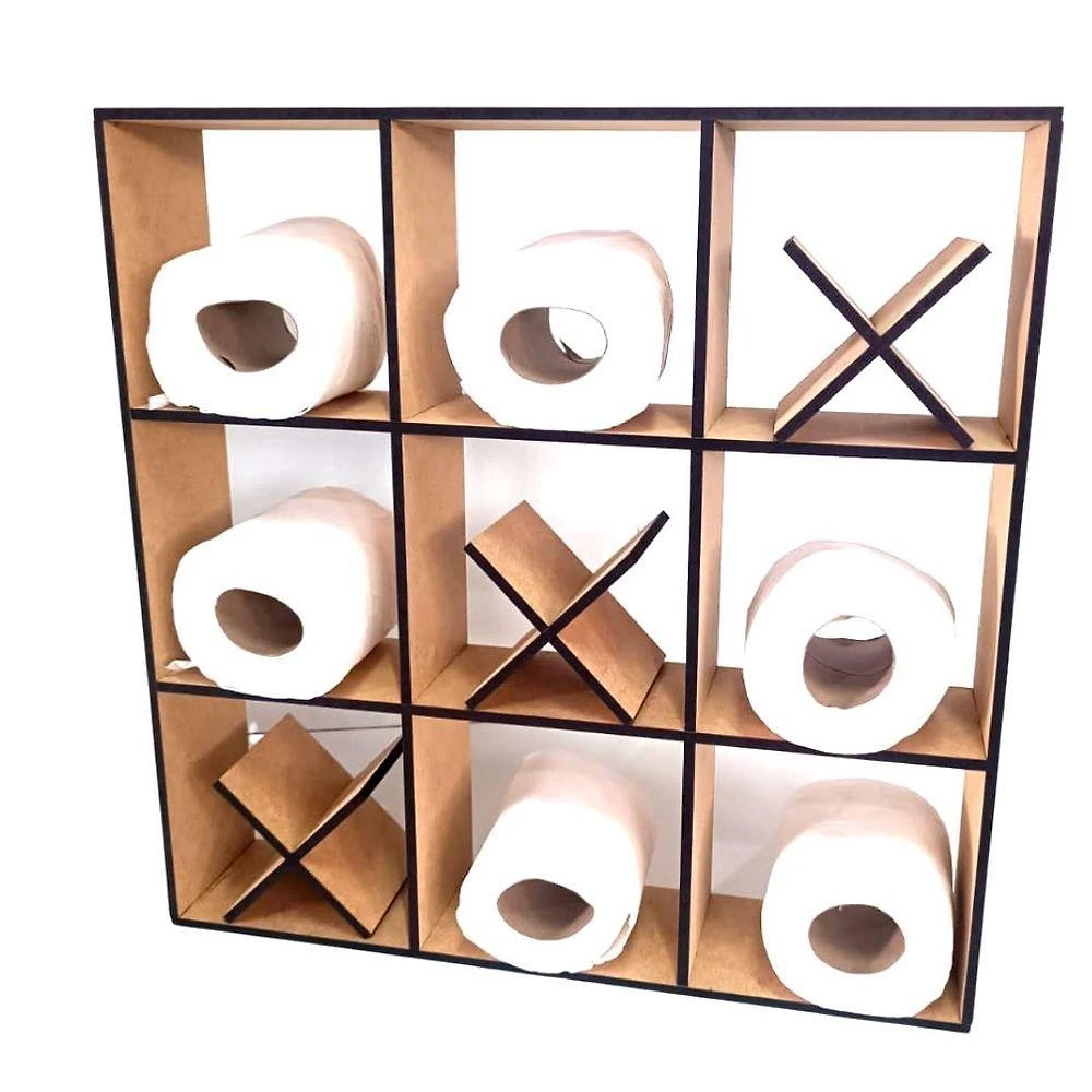 Porta Papel Higiênico Jogo da Velha MDF Corte a Laser Lenobre
