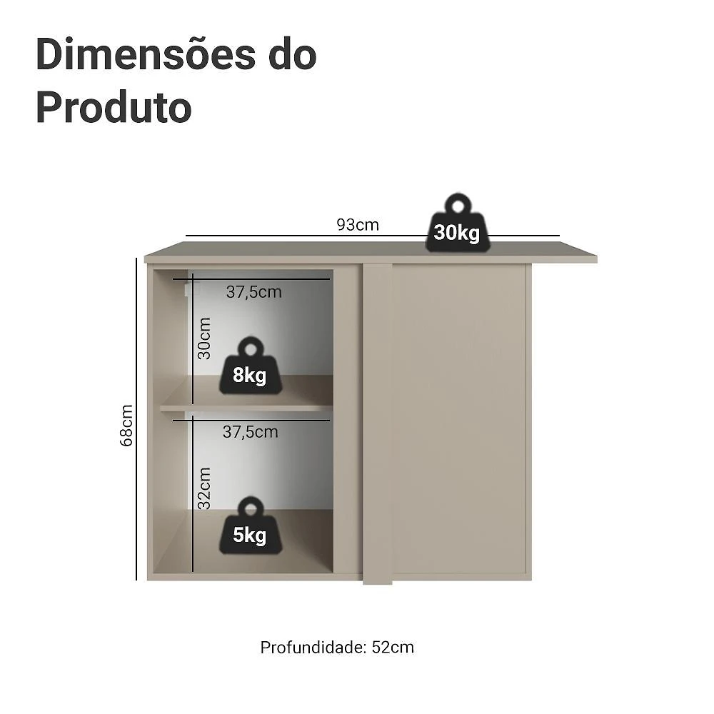 Balcão  canto 1 porta suspenso  nice madesa