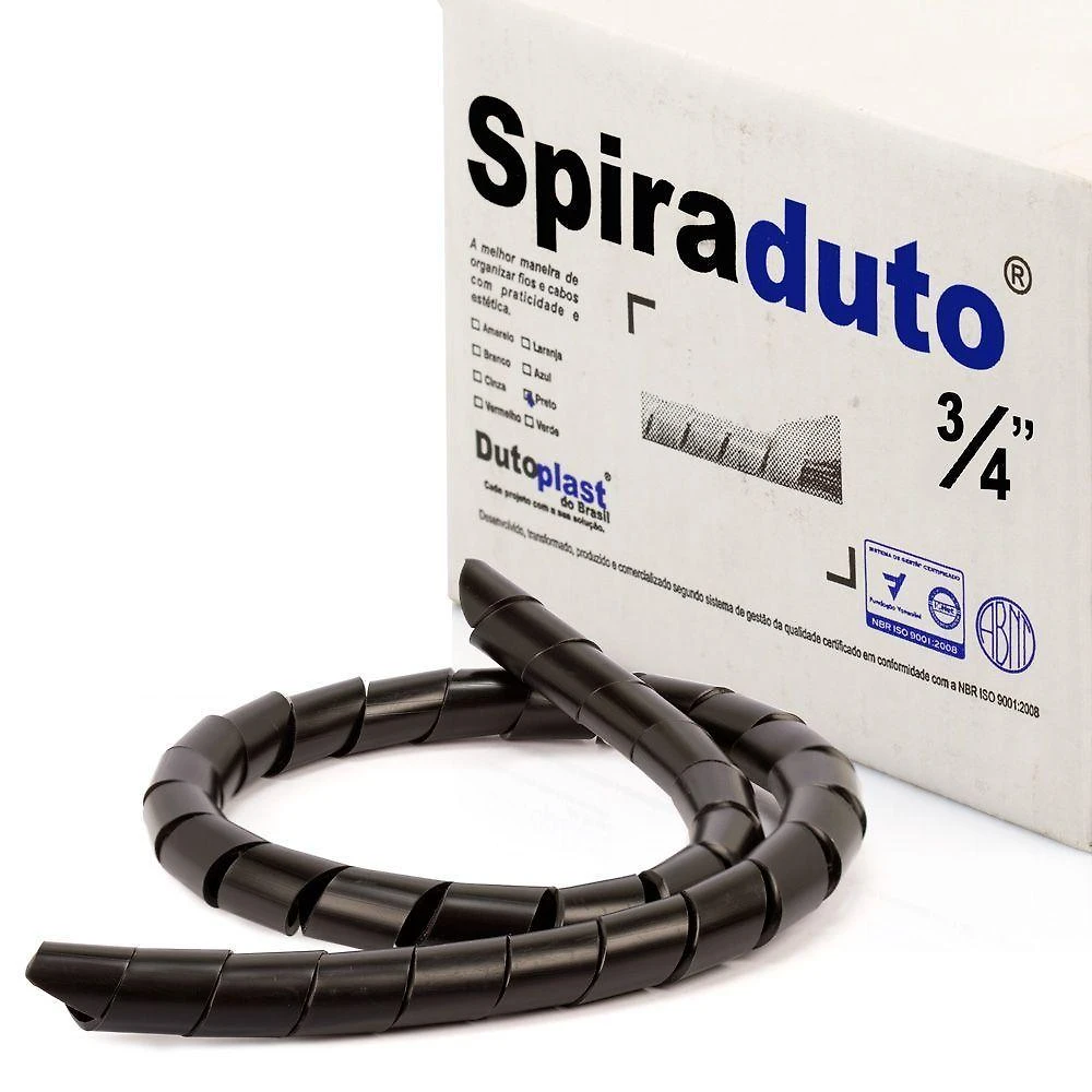 Organizador Fios E Cabos Spiraduto 3-4 Preto - 25 Metros