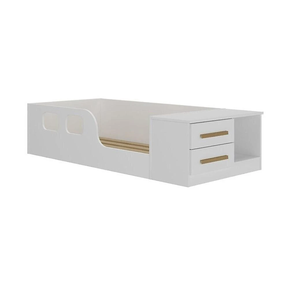 Quarto Infantil com Guarda-roupa 2 Portas 2 Gavetas com Cômoda e Cama Magia Espresso Móveis Branco/Verde