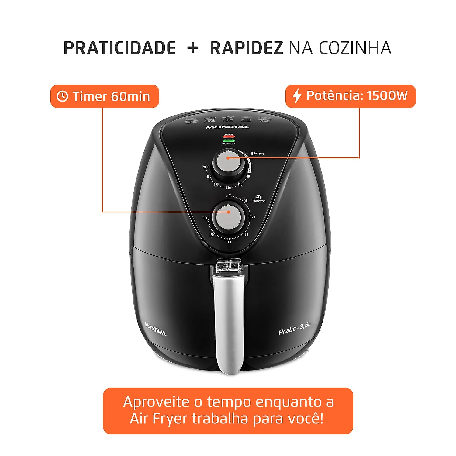 Fritadeira Elétrica Mondial New Pratic 3,5L AF-31 127V