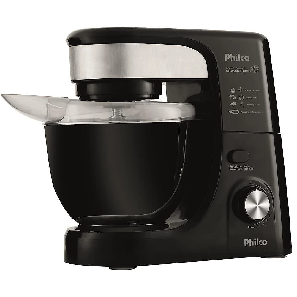 Batedeira planetária philco php500 turbo com 11 velocidades e 500w – preto 220